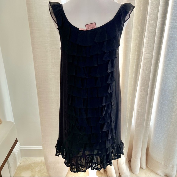 Juicy Couture Silk Y2K Black Ruffled Party Midi Dress - Picture 4 of 10